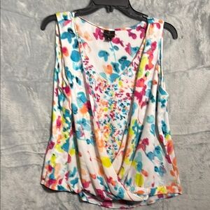 Colorful Floral Women's blouse petite large  layered front longer in back